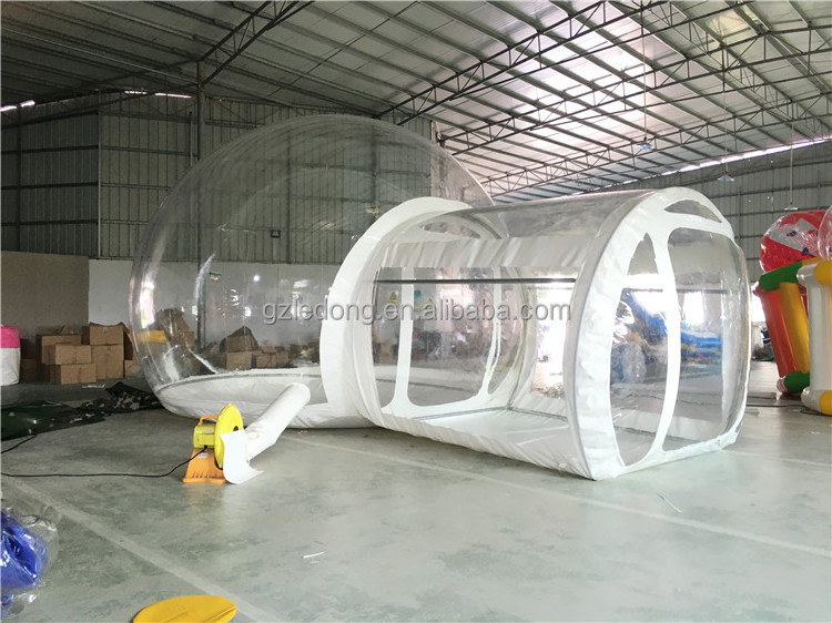 Outdoor Rental Camping Clear Transparent Inflatable Crystal Bubble Tent / Inflatable Bubble hotel room With Tunnel