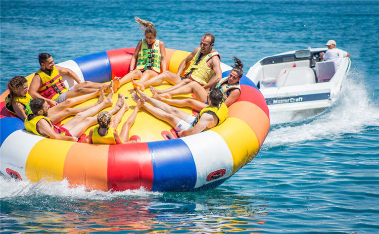 Water Toys Flying Inflatable Disco Boat Spinning UFO Towable Tube