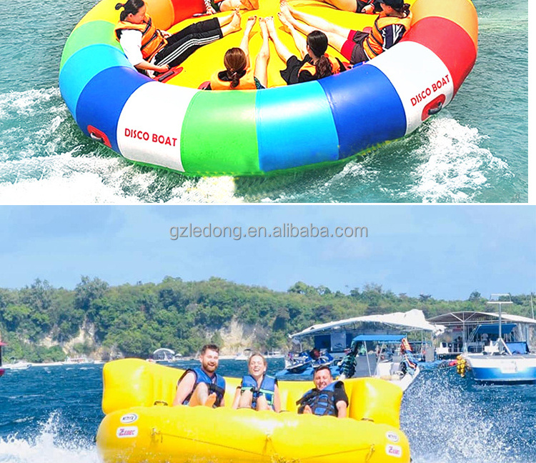 Water Toys Flying Inflatable Disco Boat Spinning UFO Towable Tube