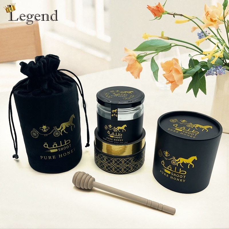 Popular 180ml 250g Jar Paper Cylinder Box 380ml 500g Honey Bottle Packaging Cardboard Round Boxes Custom Honey Tube Box