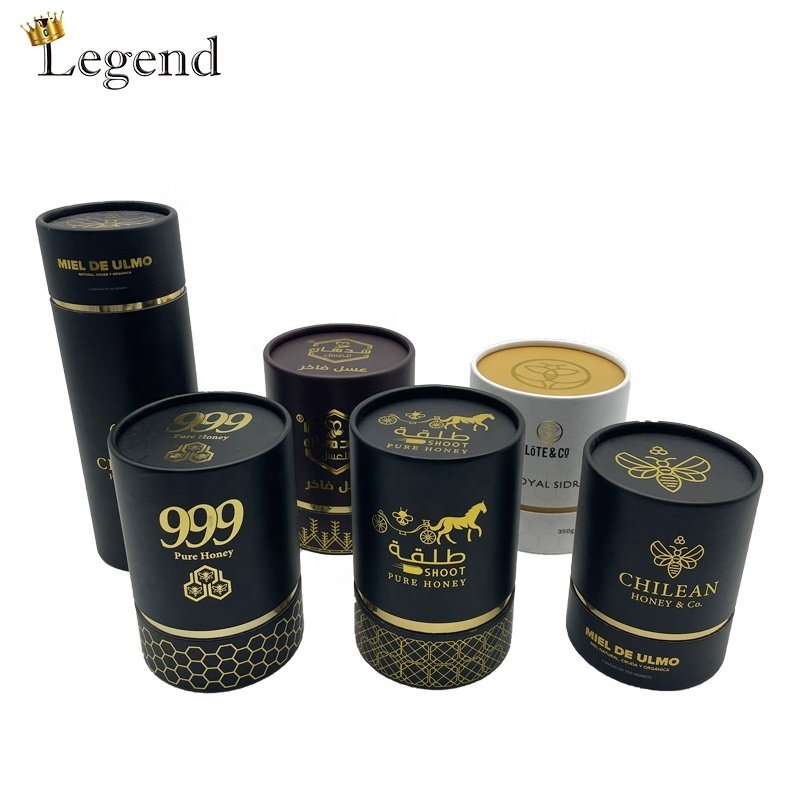 Popular 180ml 250g Jar Paper Cylinder Box 380ml 500g Honey Bottle Packaging Cardboard Round Boxes Custom Honey Tube Box