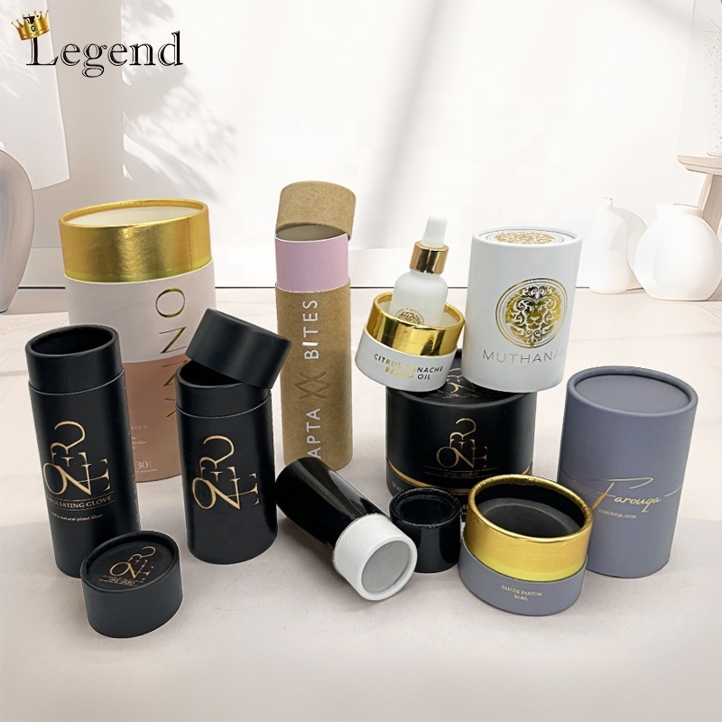 Custom Logo 30ml 50ml 100ml Perfume Oil Bottle Tube Box Cylinder Packaging Luxury Empty Round Box Recyclable Perfume Gift Box