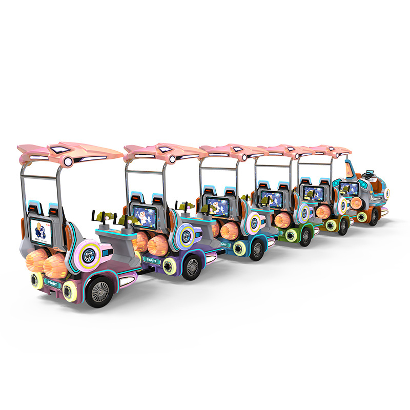 Children's Electric Trackless Mini Train 5 Carriage Amusement Park Train Ride for 21 Players Shopping Malls Outdoor Metal Design