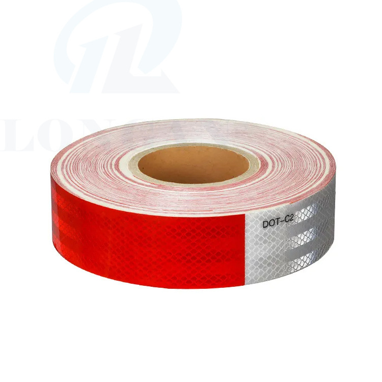 America trucks 2 inch x 160Feet Reflective Safety Tape DOT-C2 Waterproof Red and White Adhesive conspicuity tape for trailer