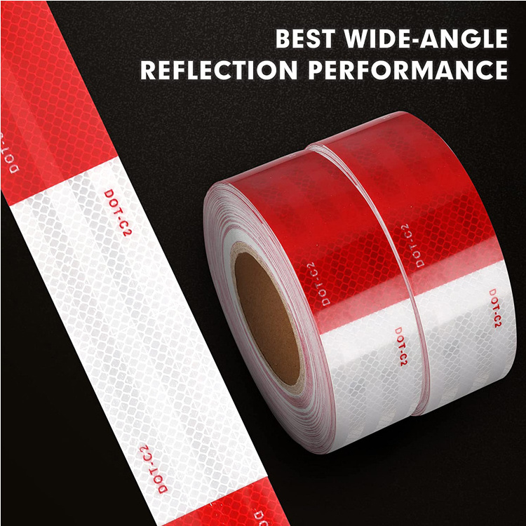 2 inch x 160Feet Reflective Safety Tape DOT-C2 Waterproof Red and White Adhesive conspicuity tape for trailer cars trucks