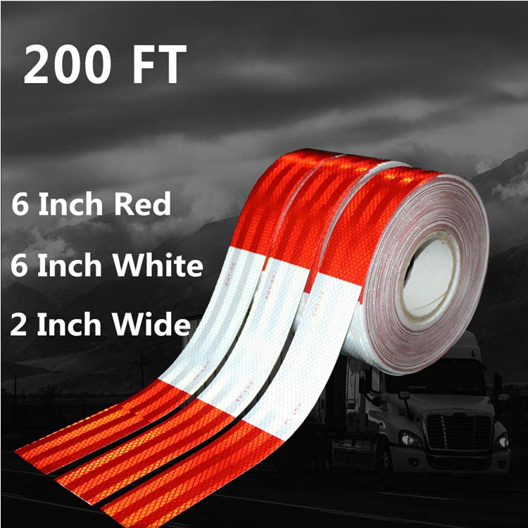 2 inch x 160Feet Reflective Safety Tape DOT-C2 Waterproof Red and White Adhesive conspicuity tape for trailer cars trucks