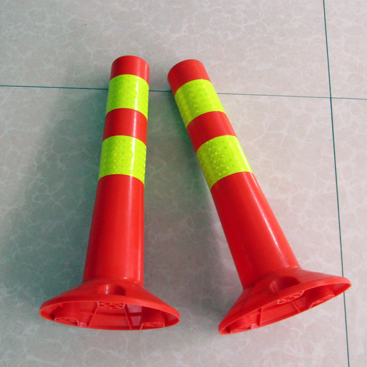 High quality 70mm*450mm red orange flexible pole PVC traffic warning post