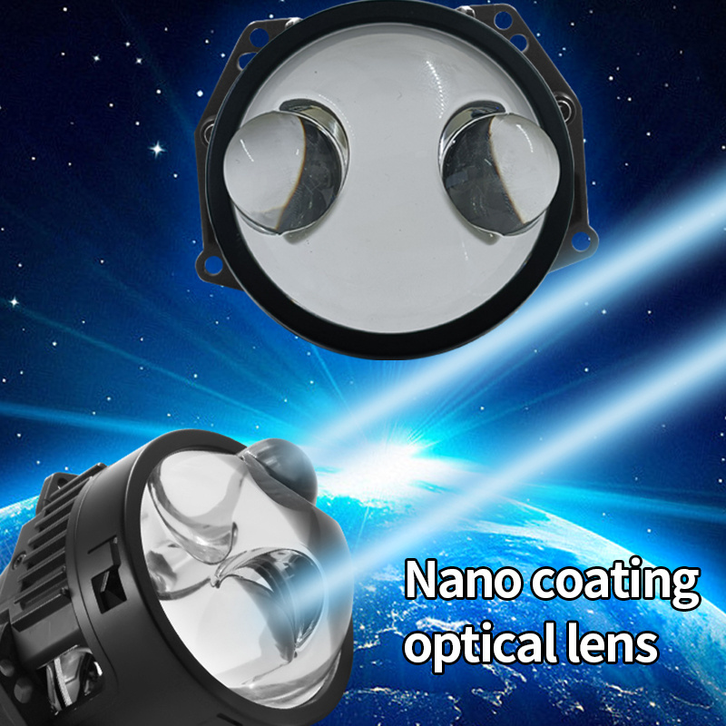 R8 two eyes led headlight projector 50-65W/pc 5800K white light 6+5 LED chip super Bright H4 H7 H1 for universal car