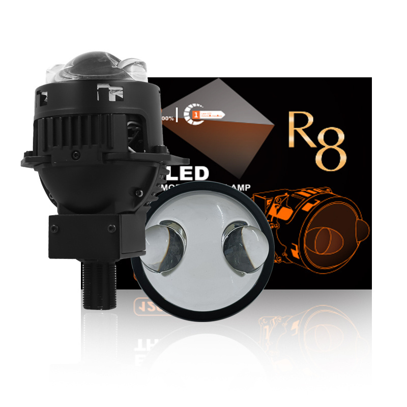 R8 two eyes led headlight projector 50-65W/pc 5800K white light 6+5 LED chip super Bright H4 H7 H1 for universal car