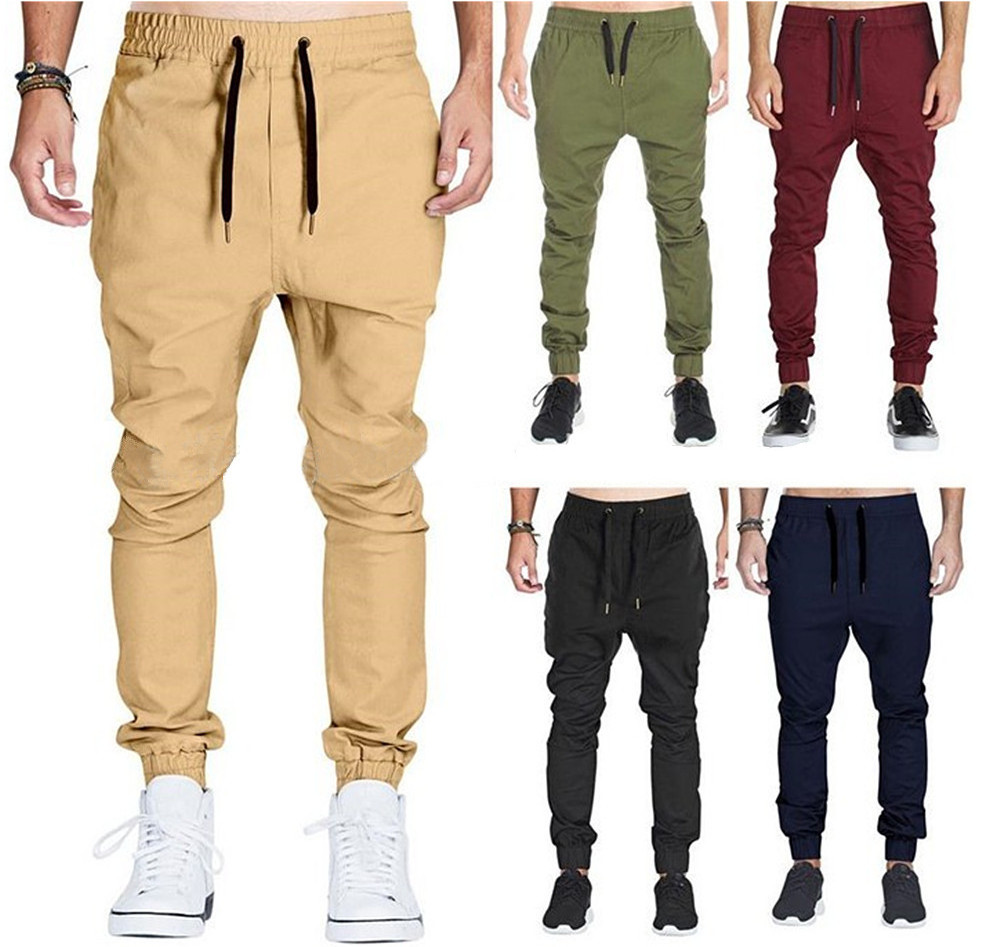 Wholesale Mens Twill Chino Cargo Baggy Sweatpants Slim Fit Jogger Pants Khaki Trousers For men