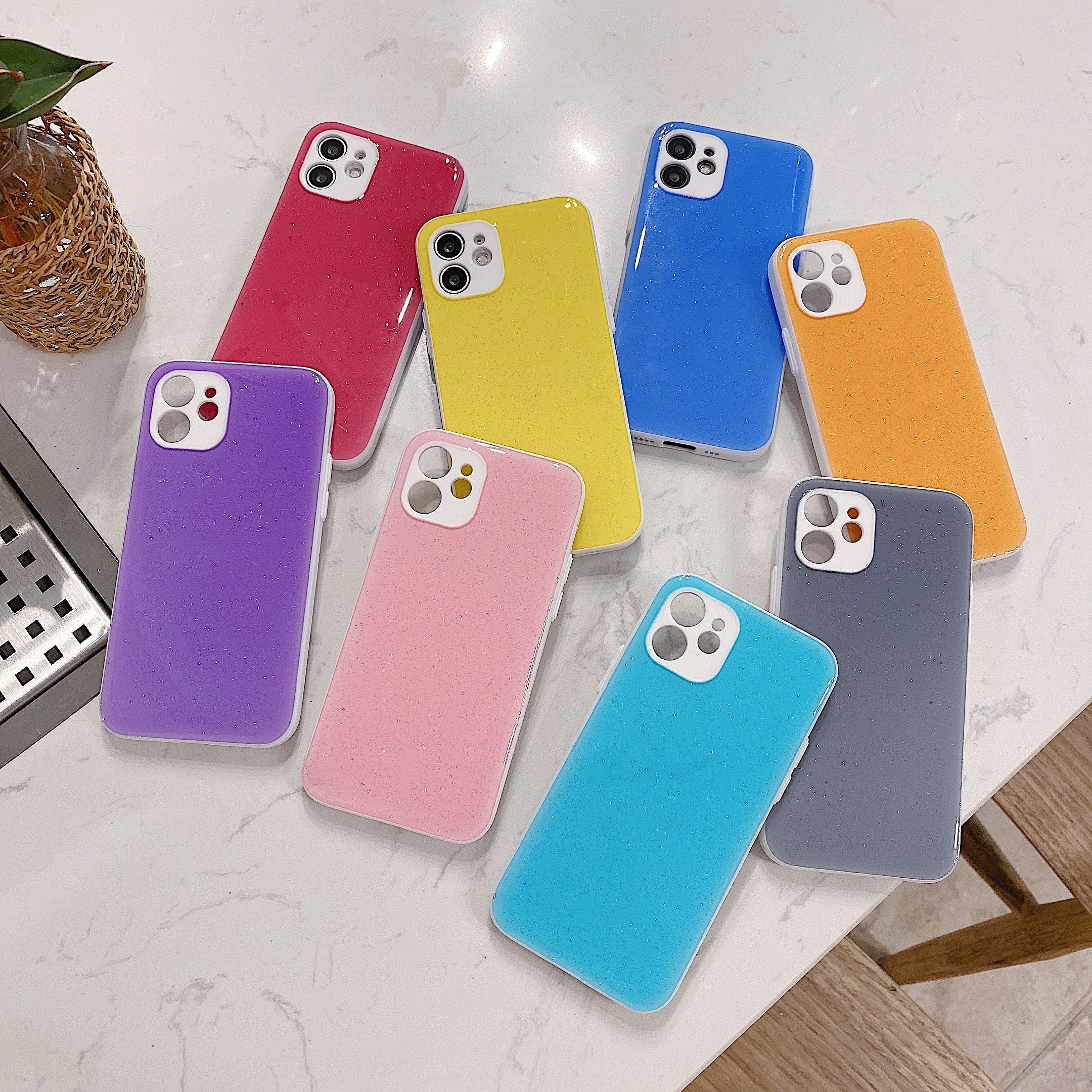 huawei P30 P40 P50 NOVA 7 8 PRO MATE 40  for fashion simple candy color soft tpu pc mobile back cover jelly phone case