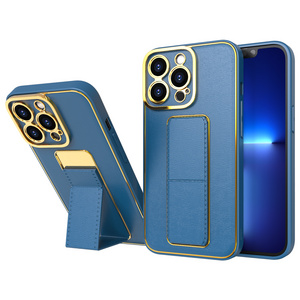 electroplated fold stand Phone Case  Finger Ring Holder Soft Tpu Back Slide Camera Shockproof Cover for iphone 14 plus 13 pro 12