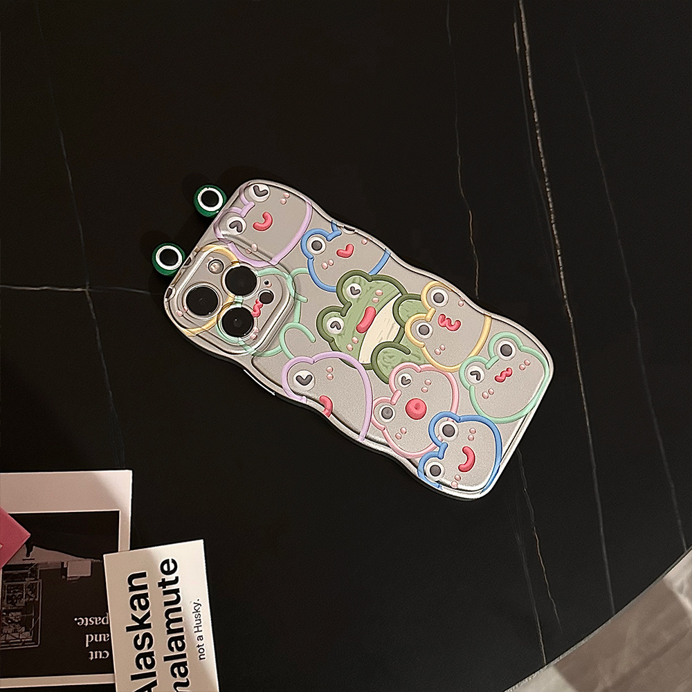 Electroplated 3D cartoon frog fun cute wave phone protective case for iPhone 15 14 plus 14 Pro 13 Pro max 11