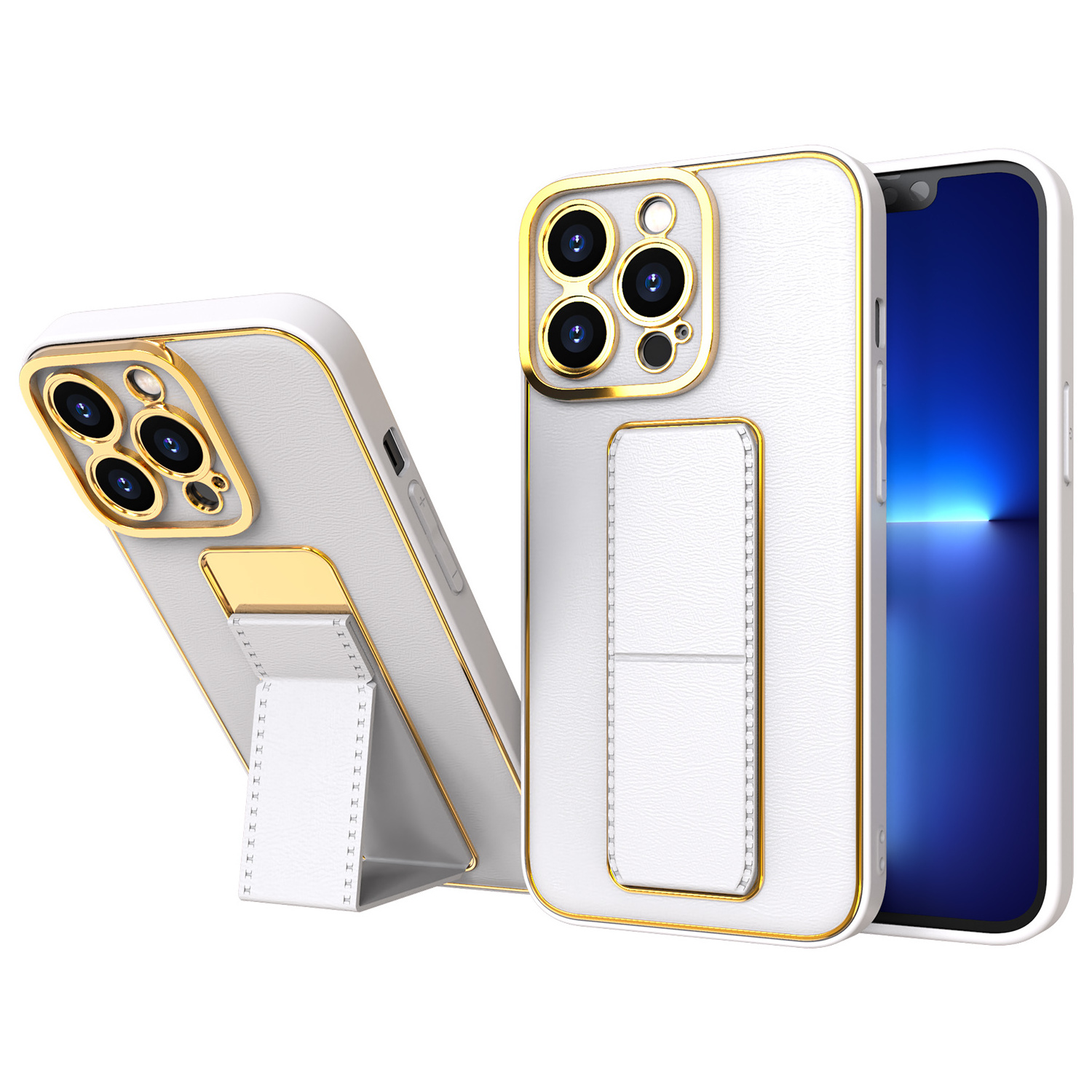 electroplated fold stand Phone Case  Finger Ring Holder Soft Tpu Back Slide Camera Shockproof Cover for iphone 14 plus 13 pro 12