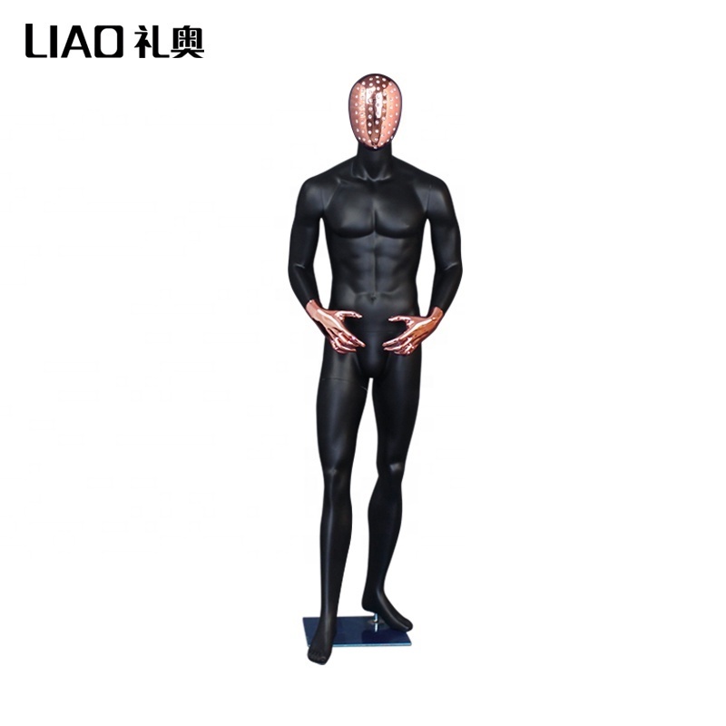 Chrome Rose Gold Diamonds face standing male muscle mannequin full body for boutique men dummies