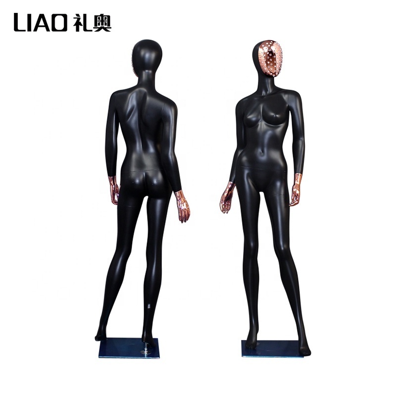 New Design Unique  Matte black adult female suit full body mannequin  with diamond face for display