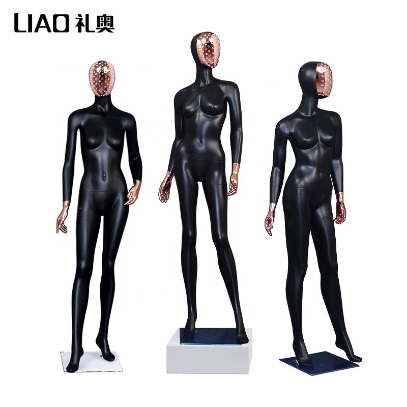 New Design Unique  Matte black adult female suit full body mannequin  with diamond face for display