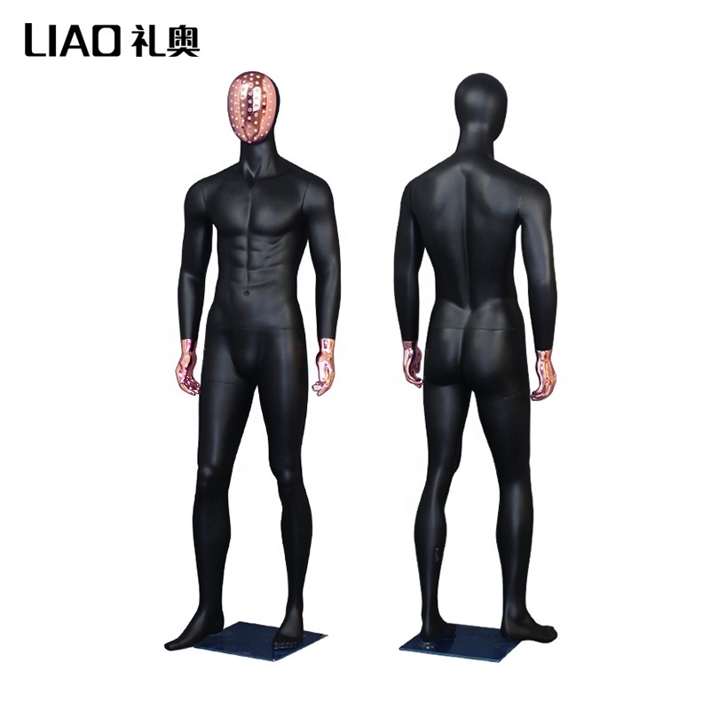 Chrome Rose Gold Diamonds face standing male muscle mannequin full body for boutique men dummies