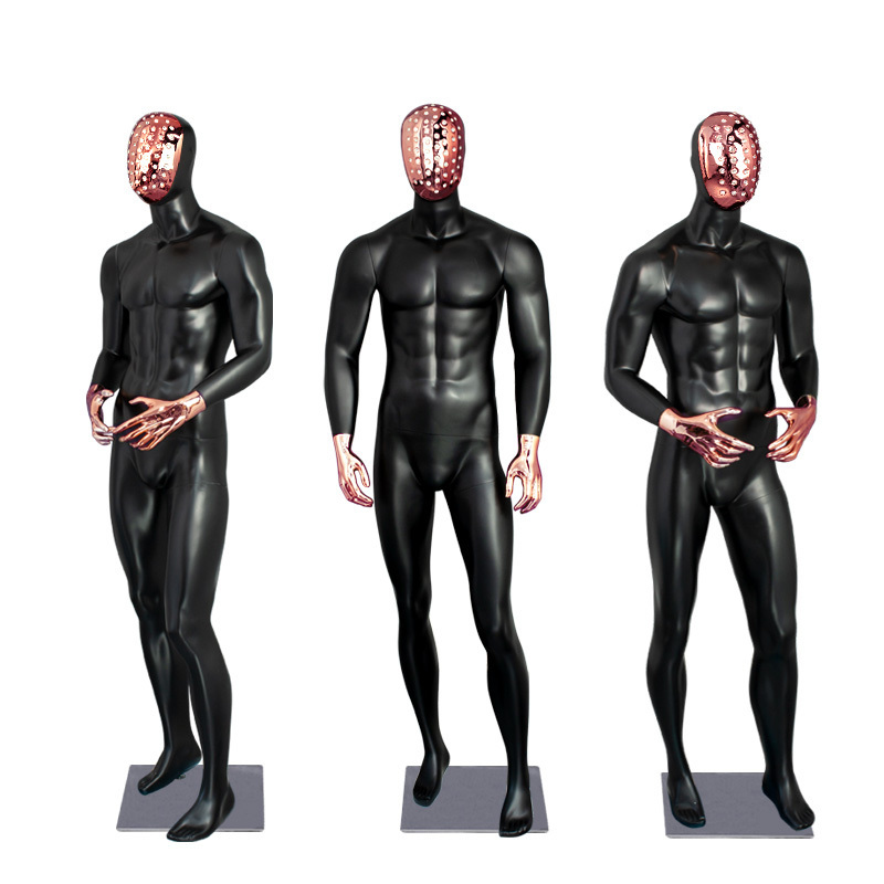 High End Handmade Diamonds head Display black male suit Model standing mannequin