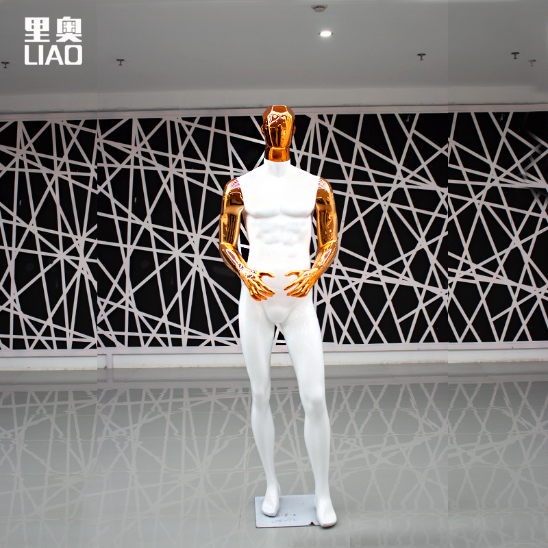 electroplated full body male mannequin Chrome rose gold head and hand muscle men model  dummy