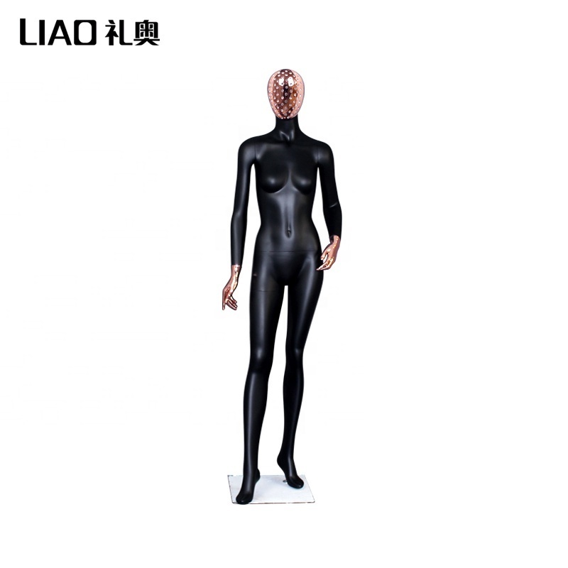 New Design Unique  Matte black adult female suit full body mannequin  with diamond face for display