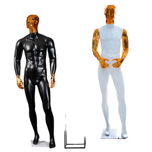 electroplated full body male mannequin Chrome rose gold head and hand muscle men model  dummy