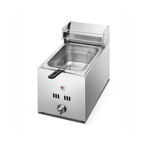 Commercial 10L Tabletop Stainless Steel Gas Fryer Multifunctional with 1 Tank and 1 Basket for Chicken French Fries