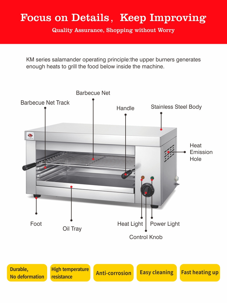 Stainless Steel Electric Salamander Counter Top BBQ Grill for Kitchen Use Chicken Rotisserie Oven Hotel Equipment