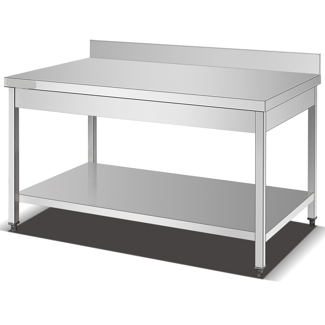 Wholesale excellent quality stainless steel work table with splashback 201/304 commercial work table bench for restaurant