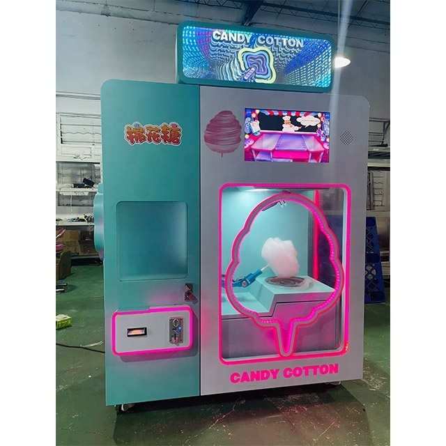 Cotton Candy Crazye New Sale Unattended Operation Commercial Multi Flavors Flower Automatic Cotton Candy Vending Machine