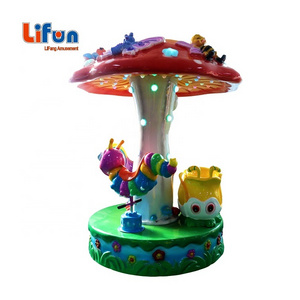 mini kiddie amusement rides fiberglass 3 seats rotation swing carousel indoor mini fairground rides small carousel for sale