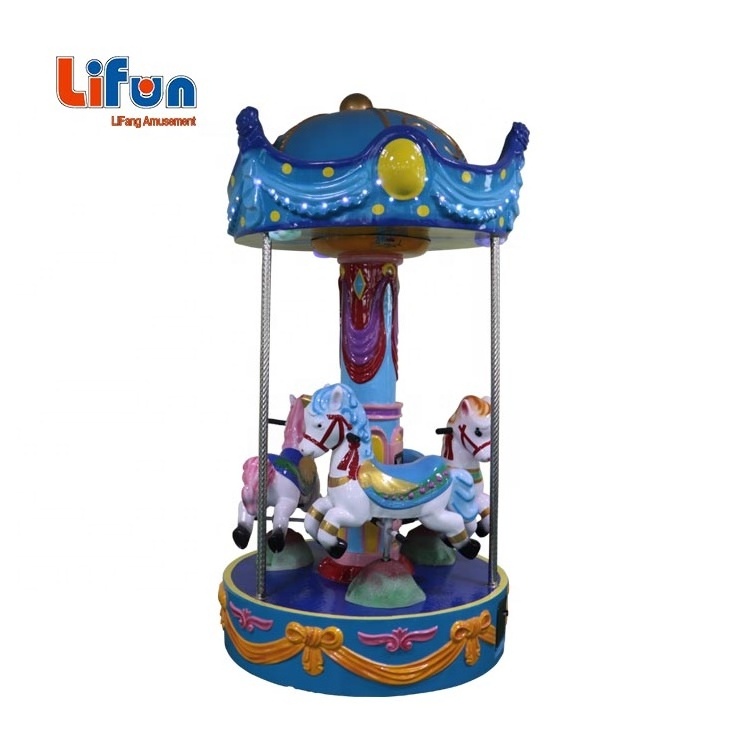 mini kiddie amusement rides fiberglass 3 seats rotation swing carousel indoor mini fairground rides small carousel for sale