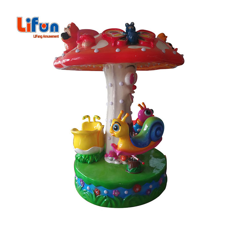 mini kiddie amusement rides fiberglass 3 seats rotation swing carousel indoor mini fairground rides small carousel for sale