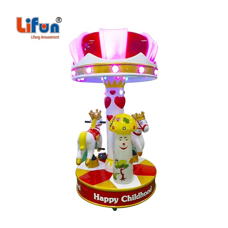 3 players amusement ride carousel merry go round kids mini vertical coin operated kiddie rides 6 seats horse carousel for sale