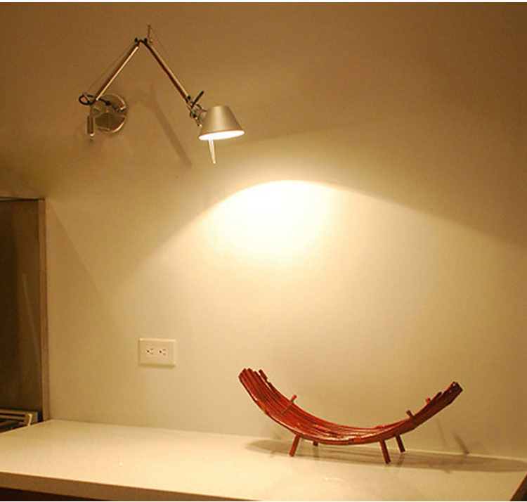 Hot sale led bedside reading adjustable metal swing arm wall lamp