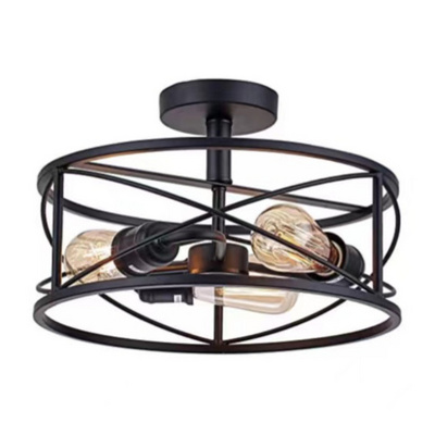 Farmhouse semi flush mount ceiling light industrial ceiling light fixture with matte black