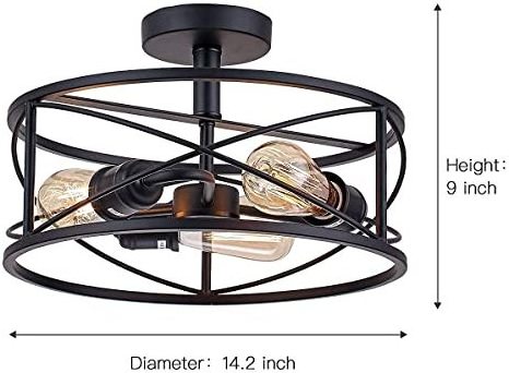 Farmhouse semi flush mount ceiling light industrial ceiling light fixture with matte black