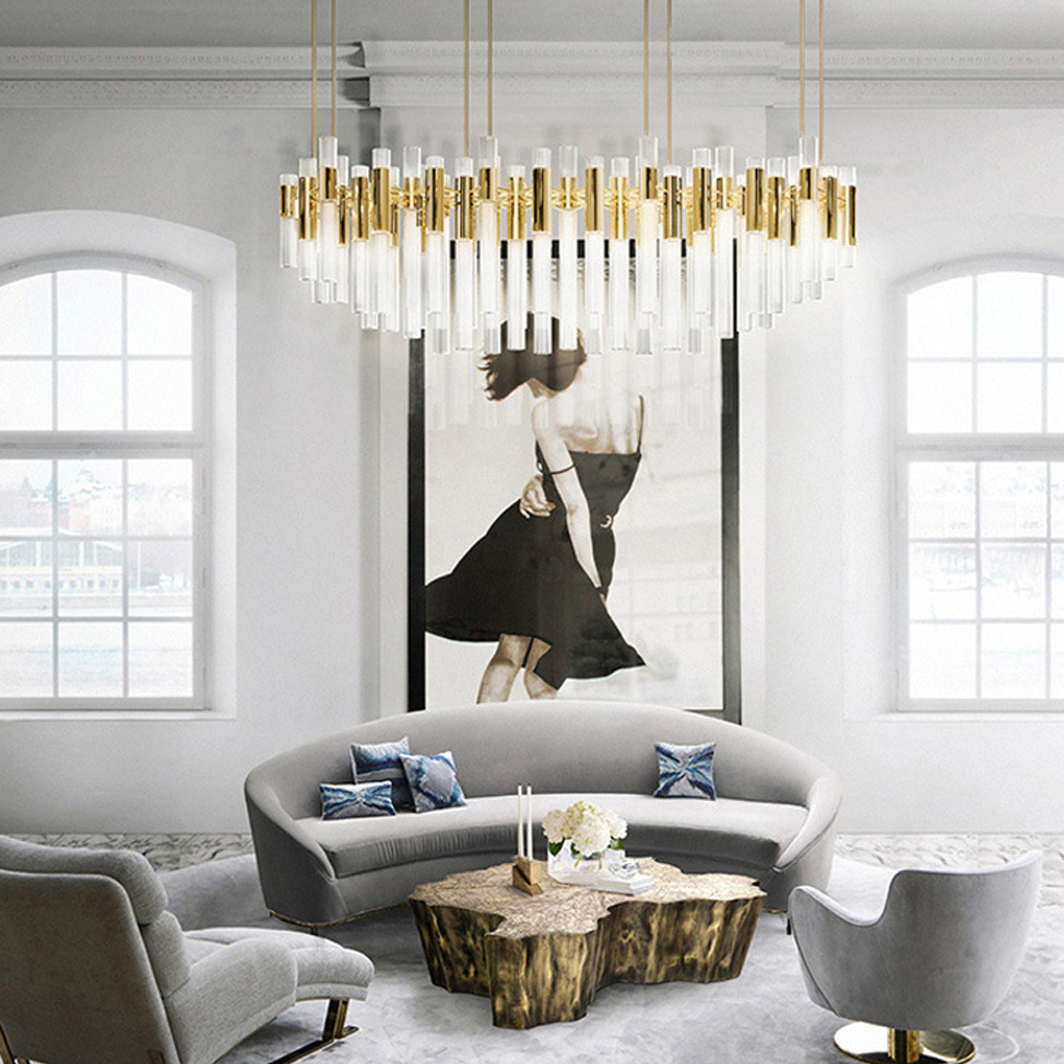 Contemporary Large Decorative Gold Luxury Lighting Fixtures Luxury Pendant Light Gold Led Hanging Light Hotel Chandelier Modern