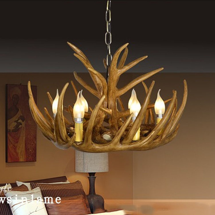 Europe country antler chandelier american retro resin deer Horn candle chandelier