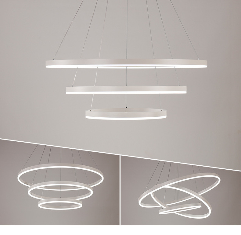 LED acrylic chandelier circle pendant lamp 3 ring hanging light