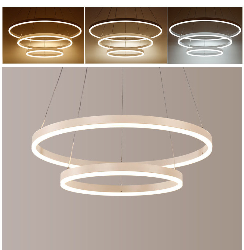 LED acrylic chandelier circle pendant lamp 3 ring hanging light