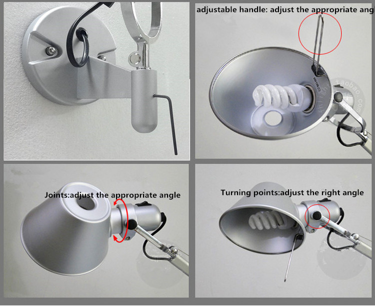 Hot sale led bedside reading adjustable metal swing arm wall lamp