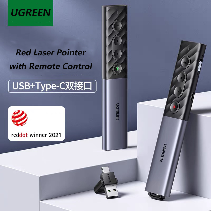 Ugreen Red Laser Polnter with Remote Control-Rechargeable Red Laser Pointer Long Range Low Power Strong Laser Pointer Beam Pen