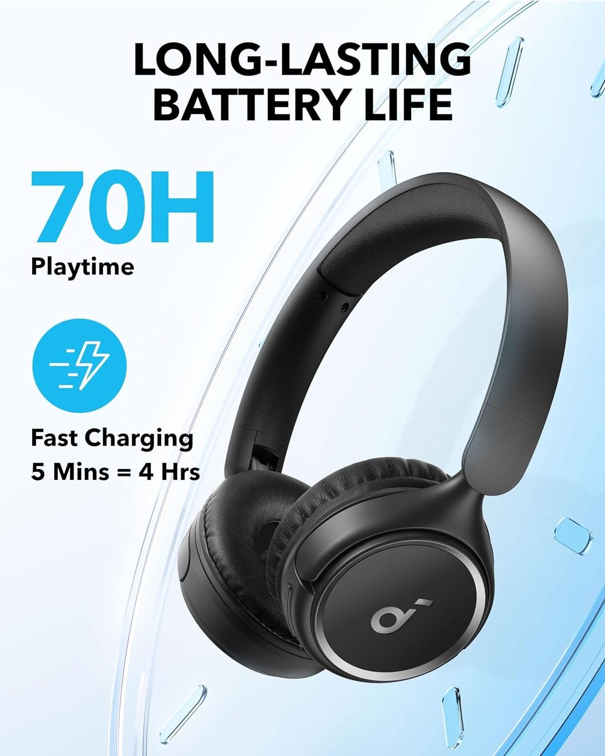 Anker Soundcore H30i Wireless On-Ear Headphones Foldable Design Pure Bass 70H Playtime Bluetooth 5.3 Lightweight and Comfortable