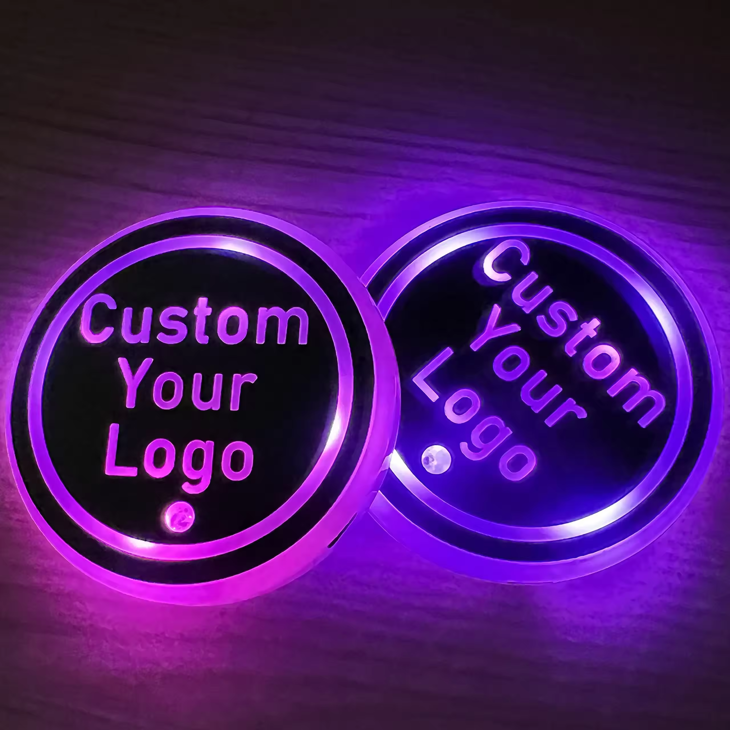 Luminescent LED Colorful carbon Charge Interior Atmosphere holder Universal Glow Customized Logo pad Car Cup Mat