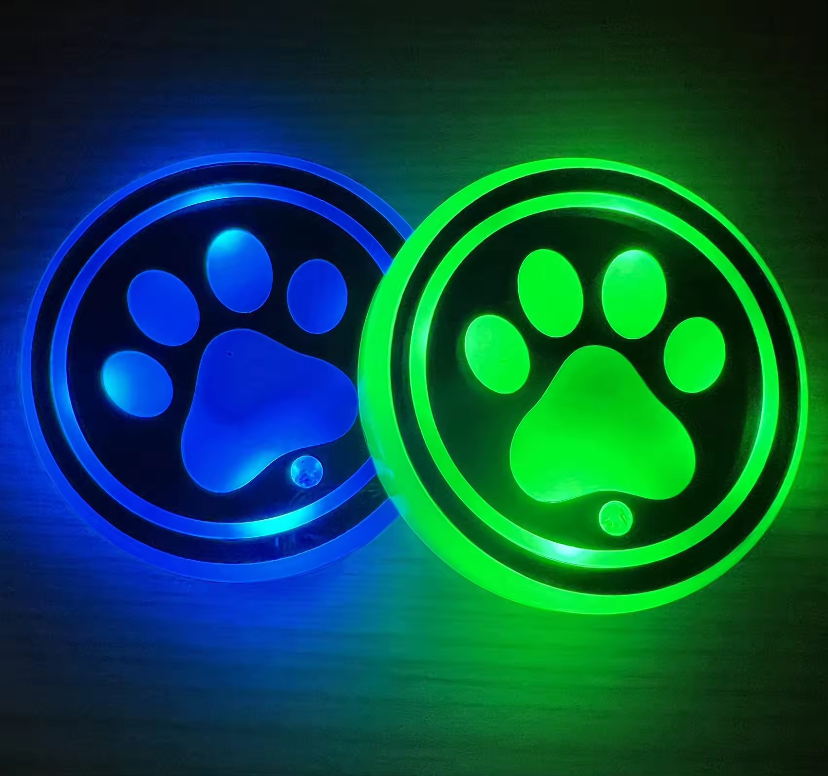 Luminescent LED Colorful carbon Charge Interior Atmosphere holder Universal Glow Customized Logo pad Car Cup Mat