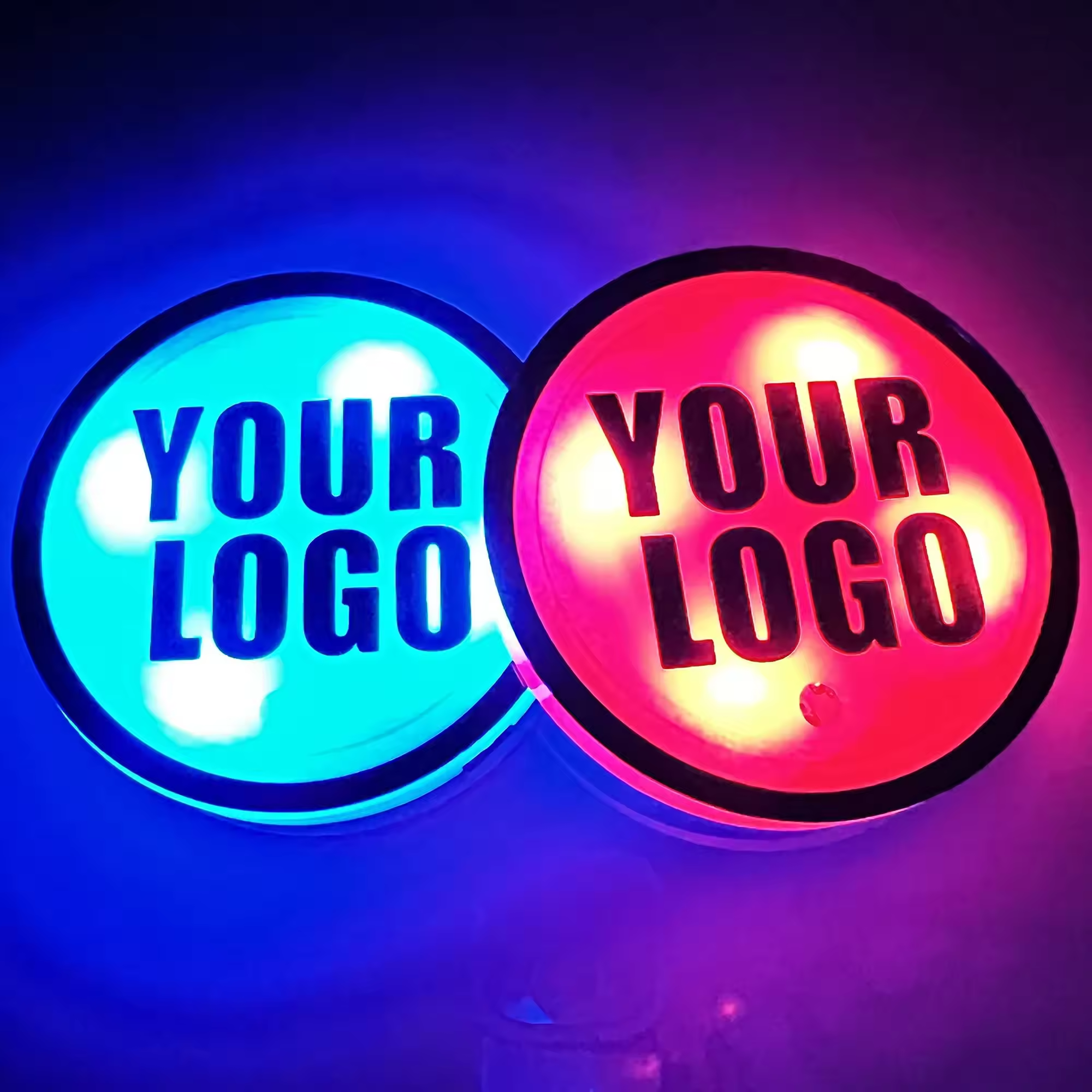 Luminescent LED Colorful carbon Charge Interior Atmosphere holder Universal Glow Customized Logo pad Car Cup Mat