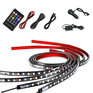 4pcs Underbody RGB LED Strip Light Kit Universal 12V Underglow Lights for Car Trucks Remote APP Control Atmosphere Lamp Model