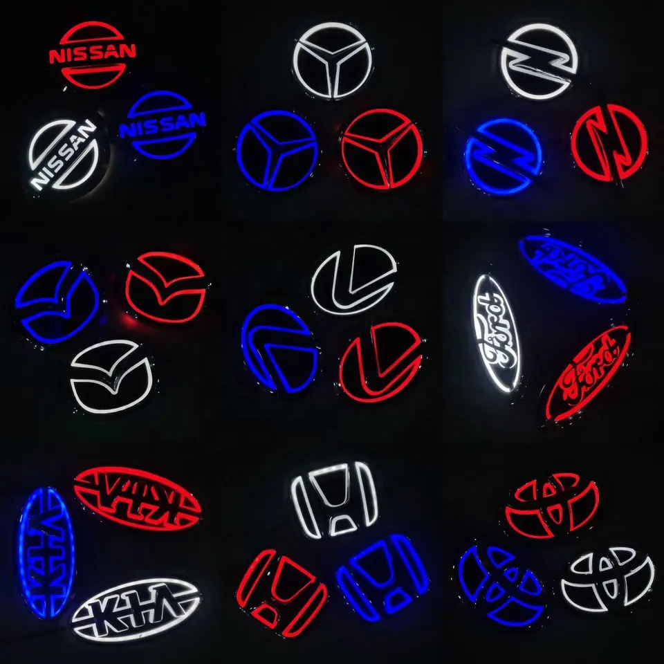 5D Luminous LED Car Emblem Logo Light Custom Auto Front Grille Badge with Red White Blue Light for Tail Lamp Emblem