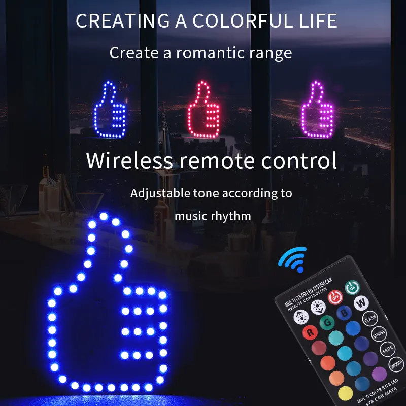 Hot Selling RGB Flik Me Middle Finger USB Car Window Light Gesture-Controlled LED Light Remote Control Highly Demanded Car